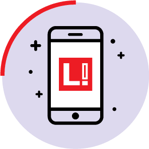Icon of smart phone with the Leap in! graphic